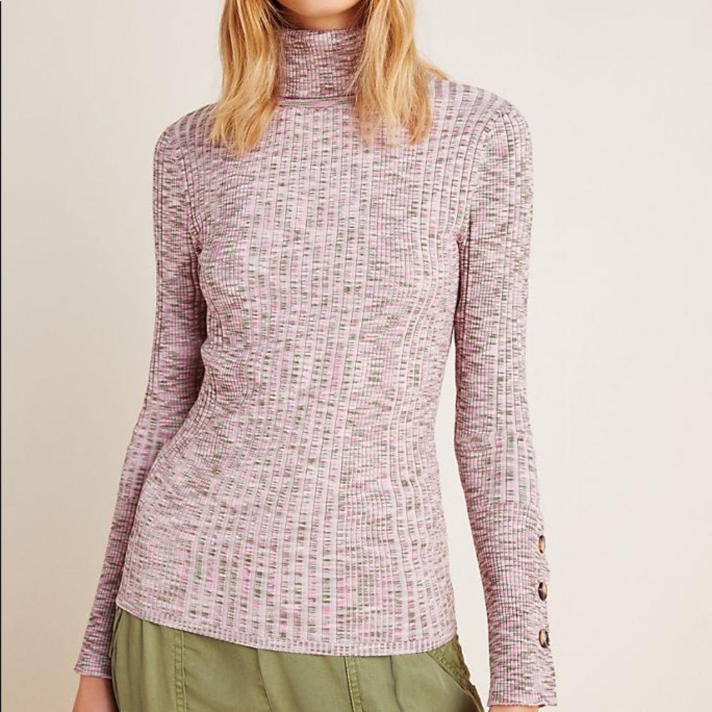 Anthropologie Button Sleeve Turtle Neck